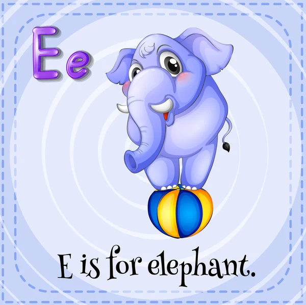 Karteikarte von e ist für Elefanten — Stockvektor