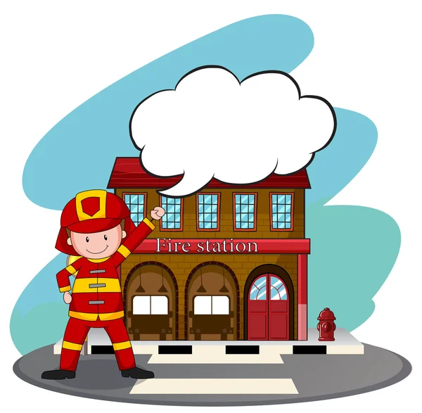 Bomberos trabajando en la estación de bomberos — Vector de stock