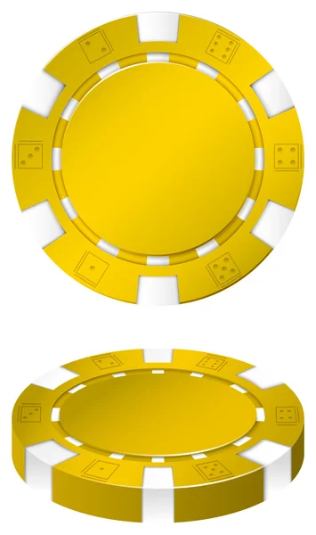 Fichas amarillas de casino en blanco — Archivo Imágenes Vectoriales