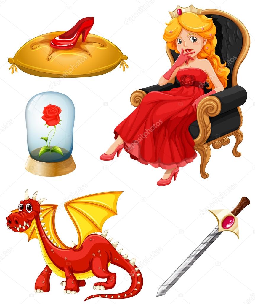 Fairy tales characters in red