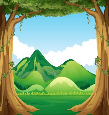 Nature scene with hills background clipart