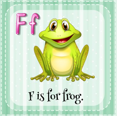 Flashcard F kurbağa için harftir