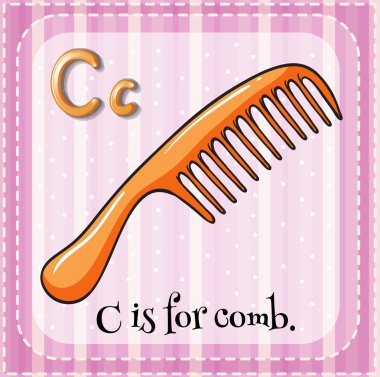 Flashcard letter C is for comb clipart