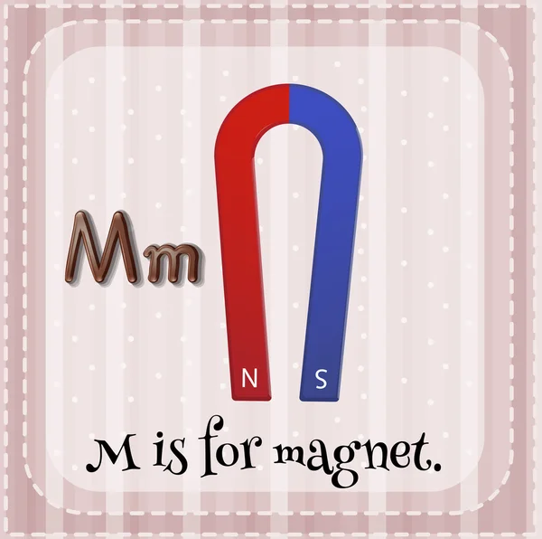 Flashcard of M is for magnet — Stock Vector