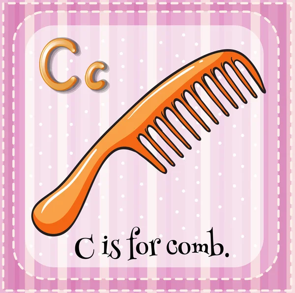 Flashcard letter C is for comb — Stock Vector
