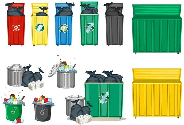 Différentes tailles de poubelle — Image vectorielle