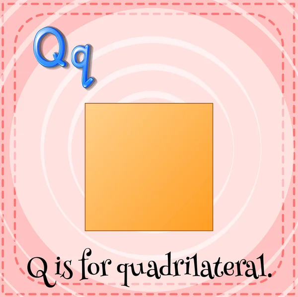抽认卡封信 Q 是 quardrilateral — 图库矢量图片
