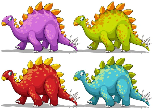 Dinozor dört farklı renkte — Stok Vektör
