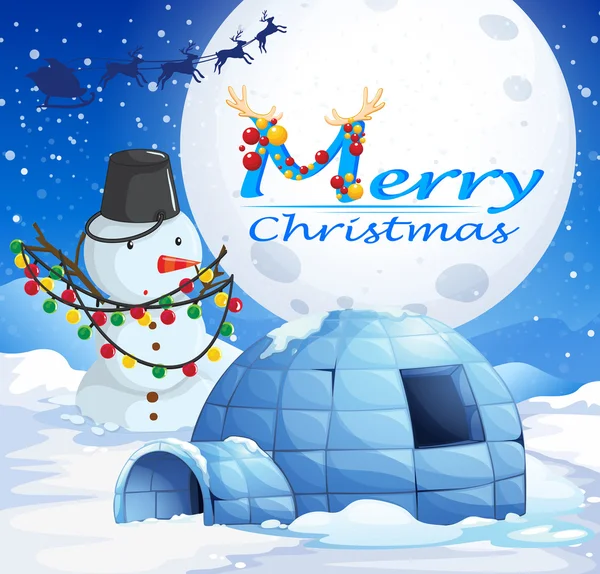 Christmas theme with snowman and igloo