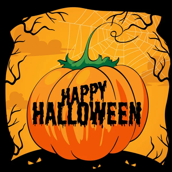 Tema de Halloween com abóbora —  Vetores de Stock