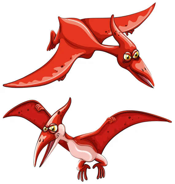 Deux dinosaures volants rouges — Image vectorielle