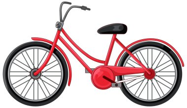 Bright red cruiser bicycle in clean vector style, side profile, bold outlines, minimal shading
