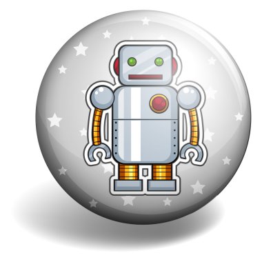 Teneke robot üzerinde yuvarlak rozeti