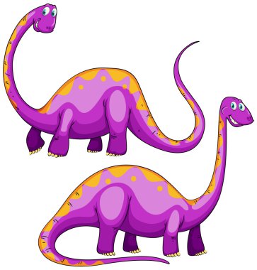 Gülümseyen iki mor dinozorlar