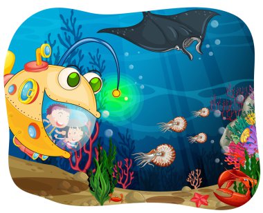 Denizaltı okyanusun altında çocuklarda