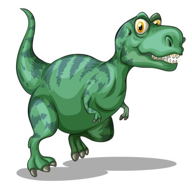 Beyaz üzerinde tek başına duran yeşil dinozor