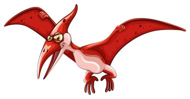 Kırmızı dinozor beyaz üzerinde uçan