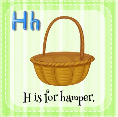 Flashcard letter H is for hamper clipart