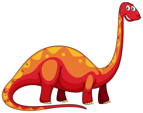 Long neck red 	dinosaur on white