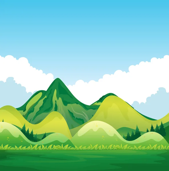 Příroda se Zelená Hora a modrá obloha — Stockový vektor