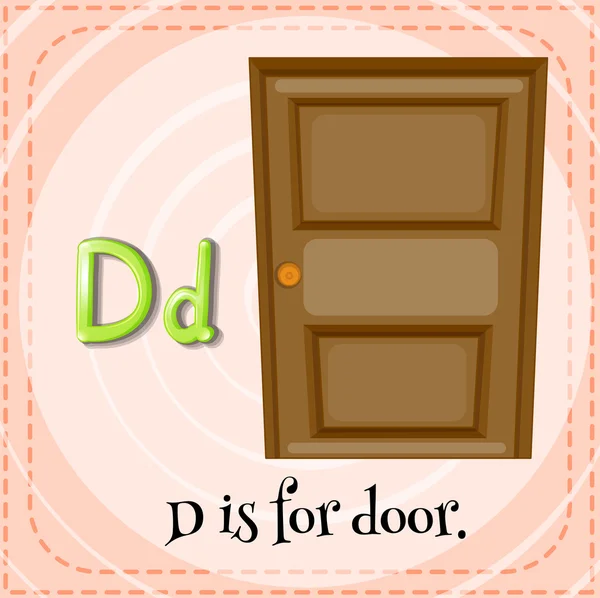 Flashcard letter D is voor deur — Stockvector