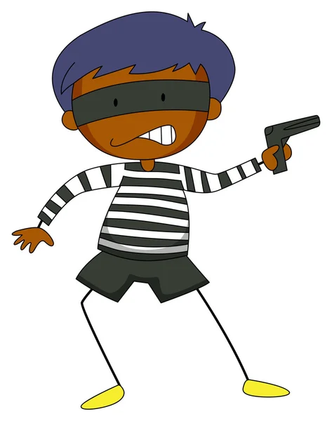 Robber holding a gun — Stock Vector