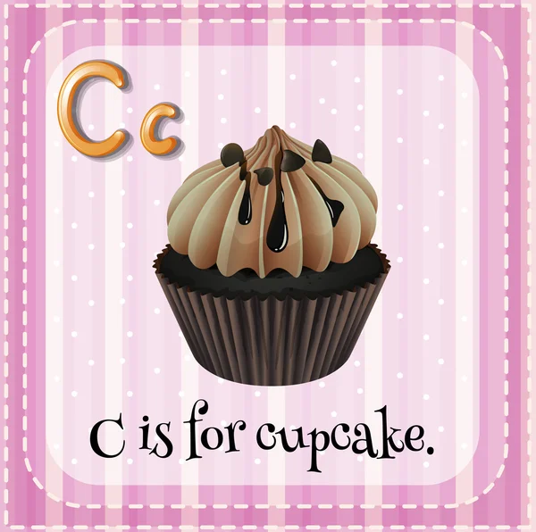 Flashcard lettre C est pour cupcake — Image vectorielle