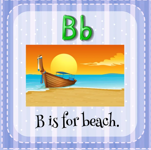 Flashcard of B is for beach — Stock Vector