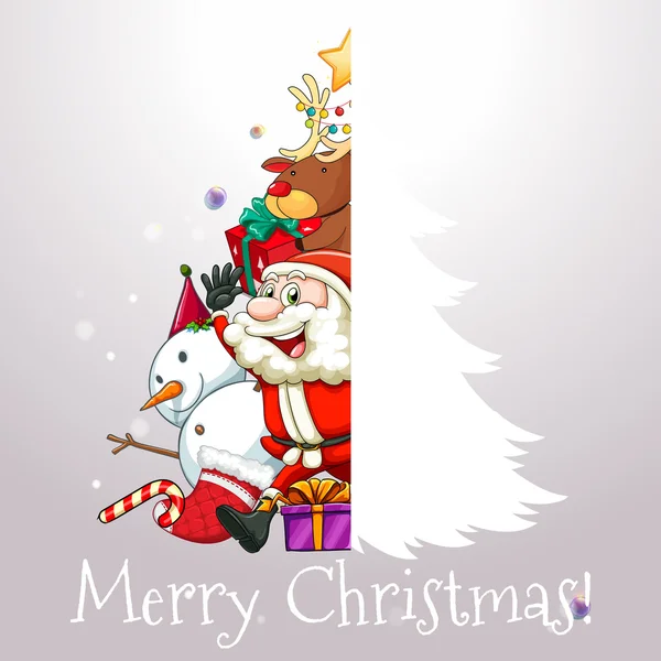 Cartão de Natal com Papai Noel e árvore — Vetor de Stock