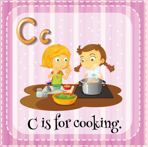 Flashcard de C es para cocinar — Vector de stock