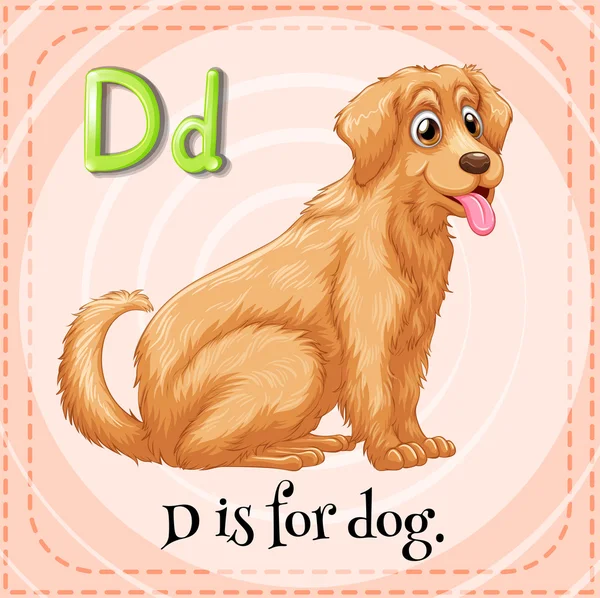 Flashcard letter D is voor hond — Stockvector