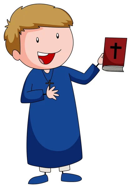 Un preot care poartă o carte biblică — Vector de stoc