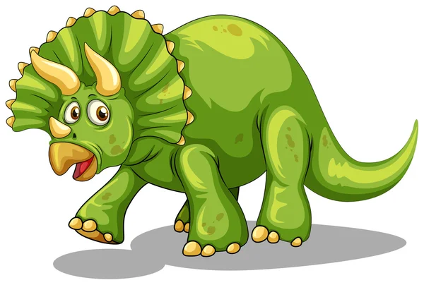 Dinosaurio verde con cuernos — Vector de stock