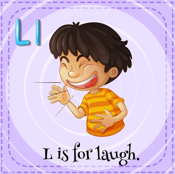 Flashcard letter L is for laugh — Stock Vector