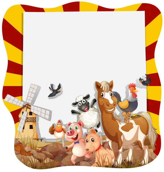 Animais de fazenda ao redor do quadro — Vetor de Stock