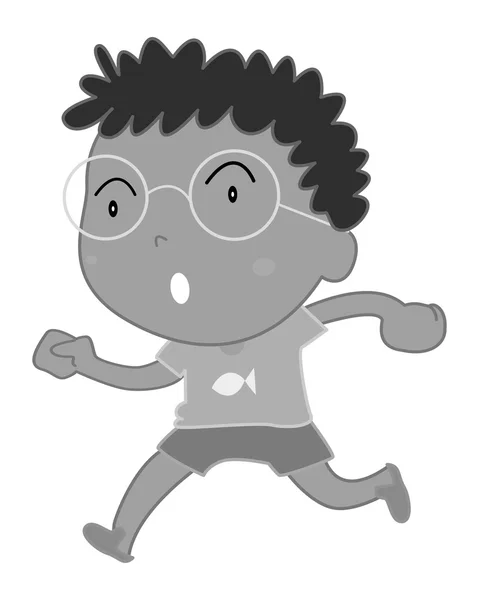Malý chlapec s brýlemi, běží — Stockový vektor