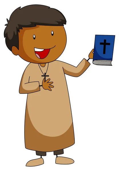 Prêtre tenant un livre de bible — Image vectorielle