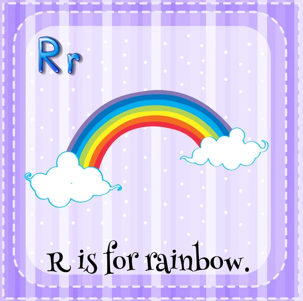 Flashcard letter R is for rainbow — Stock Vector