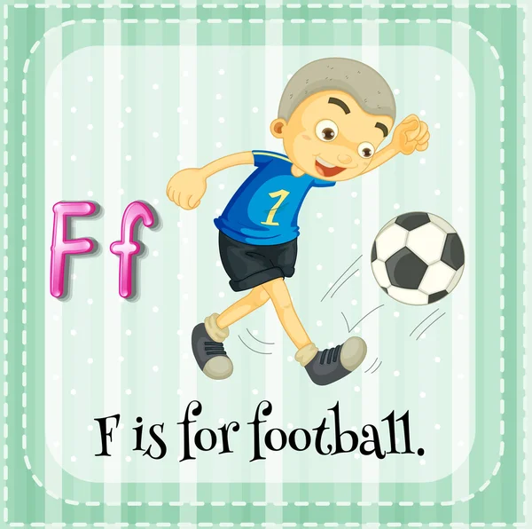 Flashcard brief F is voor voetbal — Stockvector