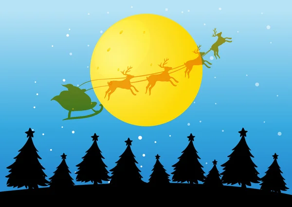 Silhouette Arbre de Noël et Père Noël — Image vectorielle