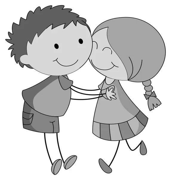Мальчик и девочка обнимаются и целуются — стоковый вектор