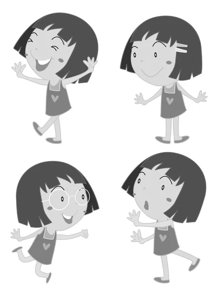 Petite fille dans différentes poses — Image vectorielle
