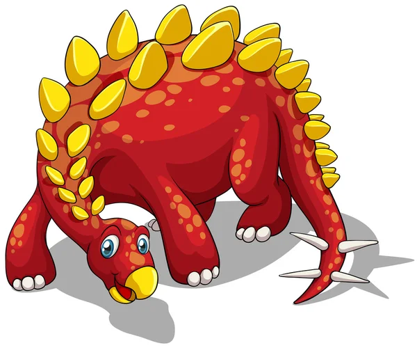 Red dinosaur with yellow spikes on white — Stock Vector