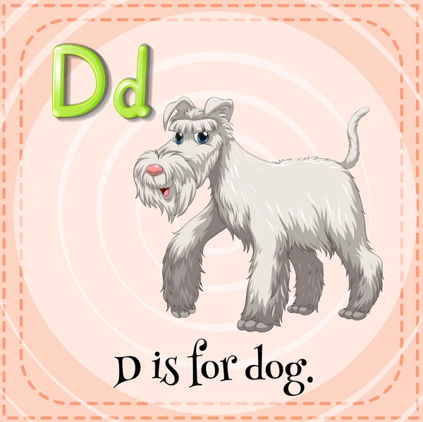 抽认卡字母 D 是狗 — 图库矢量图片