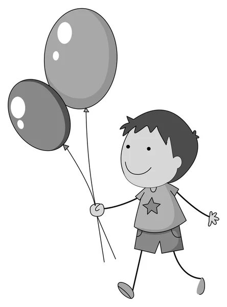 Pojken håller ballonger i handen — Stock vektor