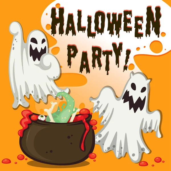 Хэллоуин тема с призраком и травой — стоковый вектор