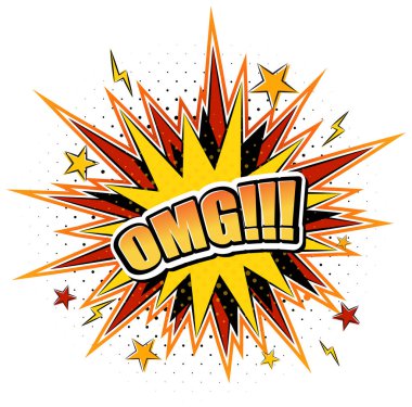 Canlı çizgi roman patlamasıyla kalın OMG metni, dinamik pop sanat tarzı, yarım ton arkaplan, enerjik kompozisyon