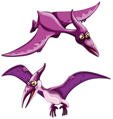 Mor pterosaur gökyüzünde uçan
