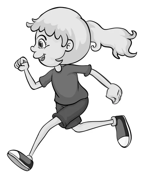 Chica con cola de caballo corriendo — Vector de stock