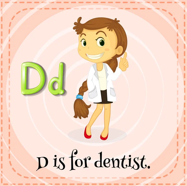 Flashcard letter D is for dentist — Stock Vector